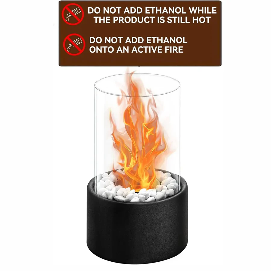 Elegant Glass Hearth | Compact Portable Fireplace with Ethanol Burner | Stylish Decor for Indoor & Outdoor Ambiance 4