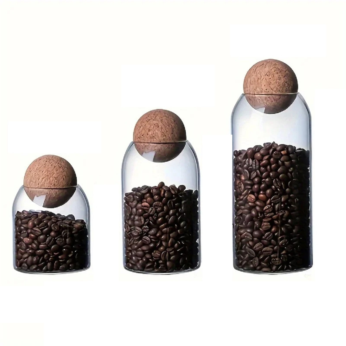 Elegant Glass Storage Jars Set | 3-Piece Glass Containers with Cork Lids for Stylish Kitchen Organization 0