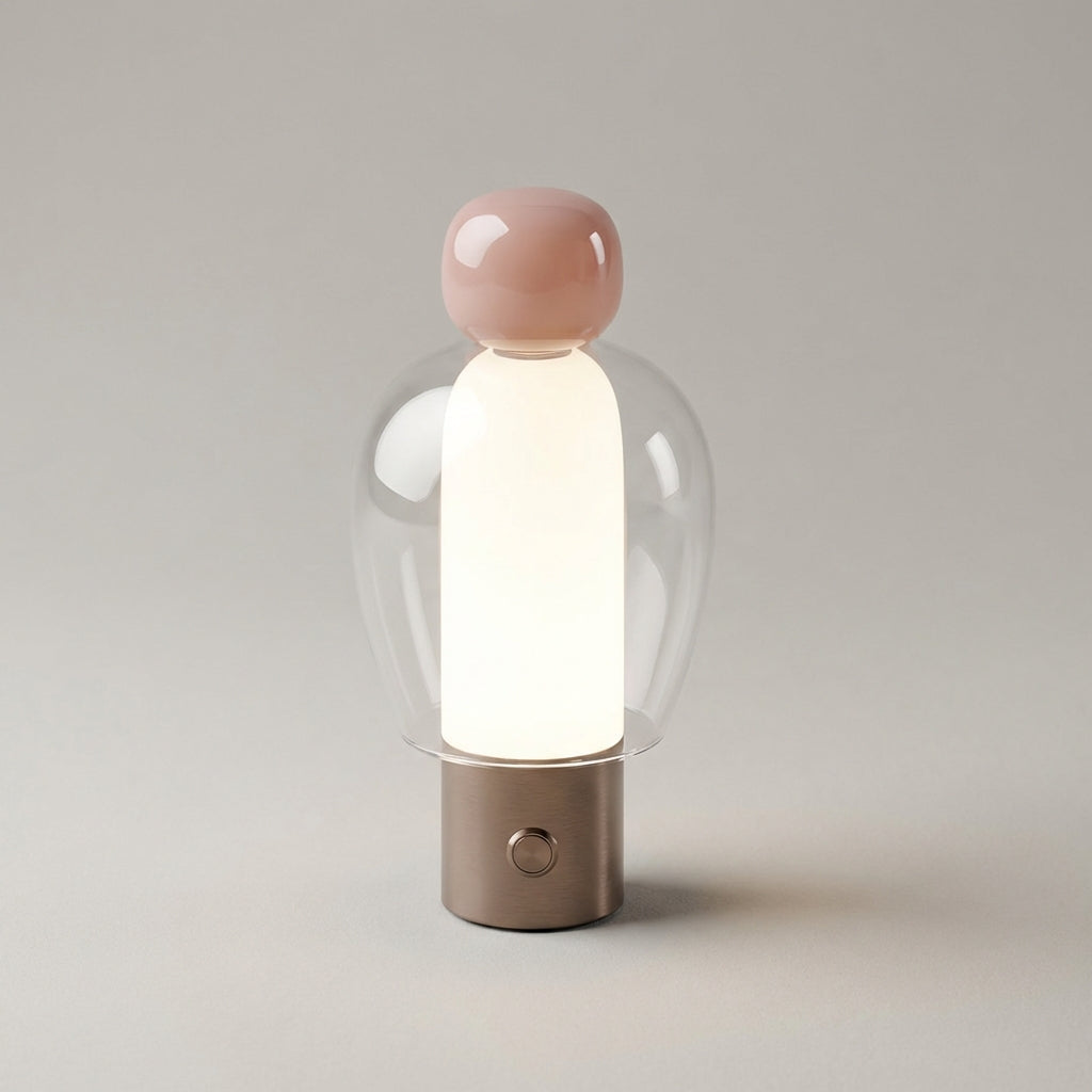 Elegant Glass Table Lamp with Dimmable LED | Rechargeable Design for Cozy Ambiance 0