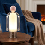 Elegant Glass Table Lamp with Dimmable LED | Rechargeable Design for Cozy Ambiance 1