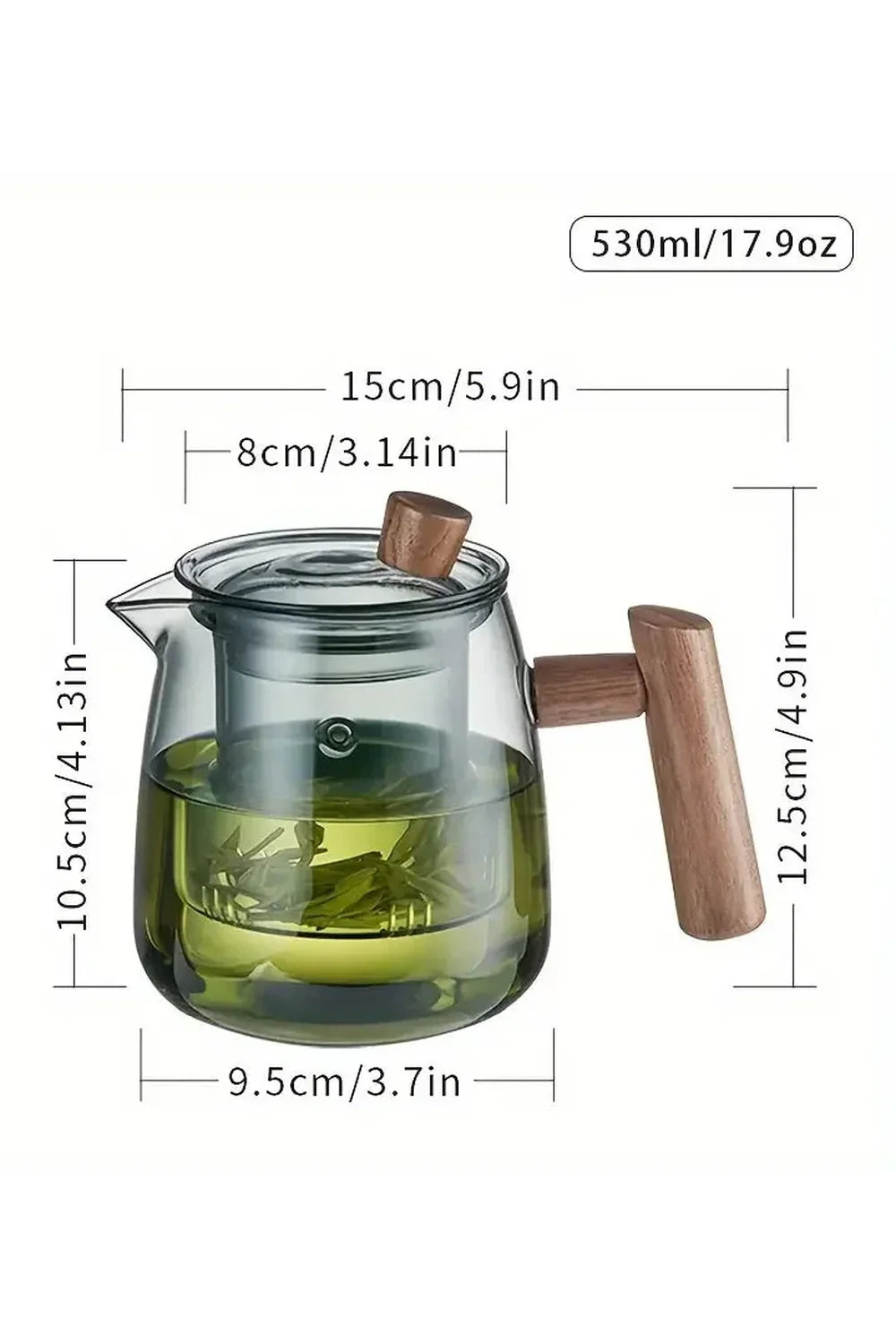Elegant Glass Teapot with Wooden Handle for Stylish Brewing 2