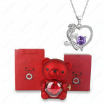 Elegant Heart Pendant Necklace with Zircon & Rose Bear Gift Box for Women 5