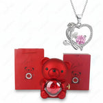 Elegant Heart Pendant Necklace with Zircon & Rose Bear Gift Box for Women 6