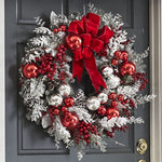 Elegant Holiday Decor | Cordless Prelit Christmas Trim with Auto-Timer | Premium Red and White Design for Festive Ambiance 0