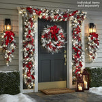 Elegant Holiday Decor | Cordless Prelit Christmas Trim with Auto-Timer | Premium Red and White Design for Festive Ambiance 1