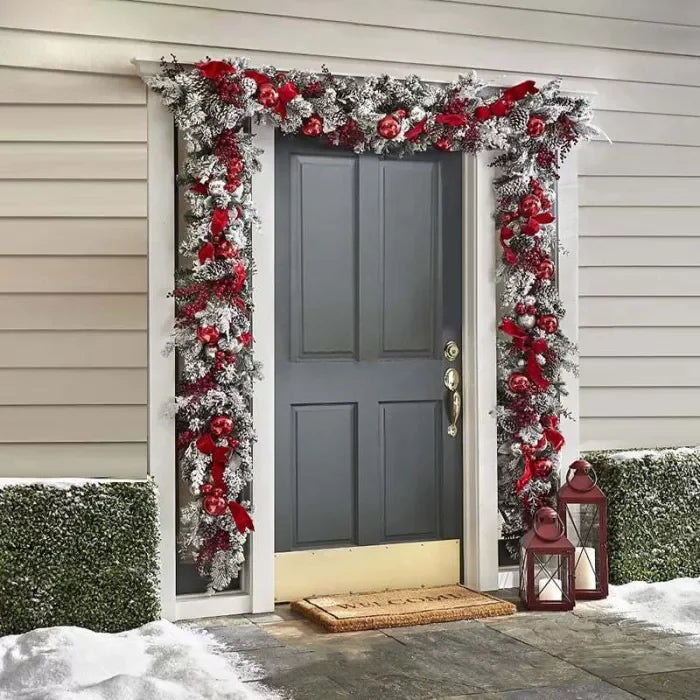 Elegant Holiday Decor | Cordless Prelit Christmas Trim with Auto-Timer | Premium Red and White Design for Festive Ambiance 6