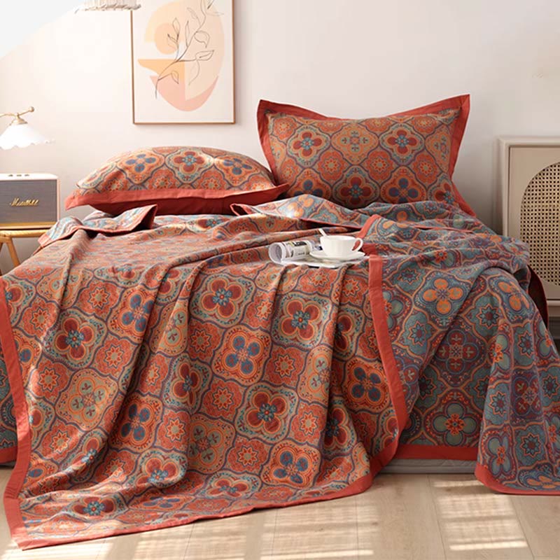 Elegant Home Decor | Reversible Cotton Quilt with Petal Flower Pattern | Versatile Bedding for All Seasons 0