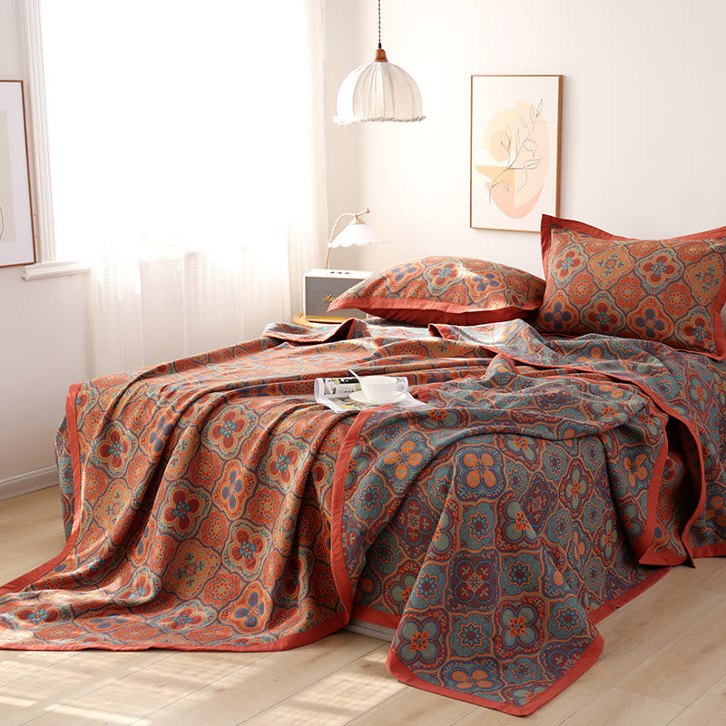 Elegant Home Decor | Reversible Cotton Quilt with Petal Flower Pattern | Versatile Bedding for All Seasons 1