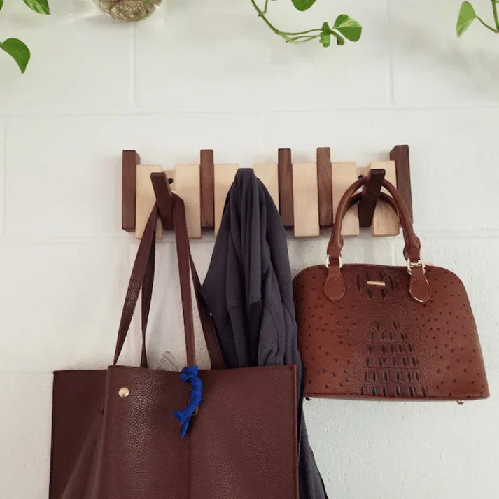 Elegant Home | Wooden Coat Rack Stand with Artistic Design | Stylish Wall Mounted Organizer for Coats and Hats 2