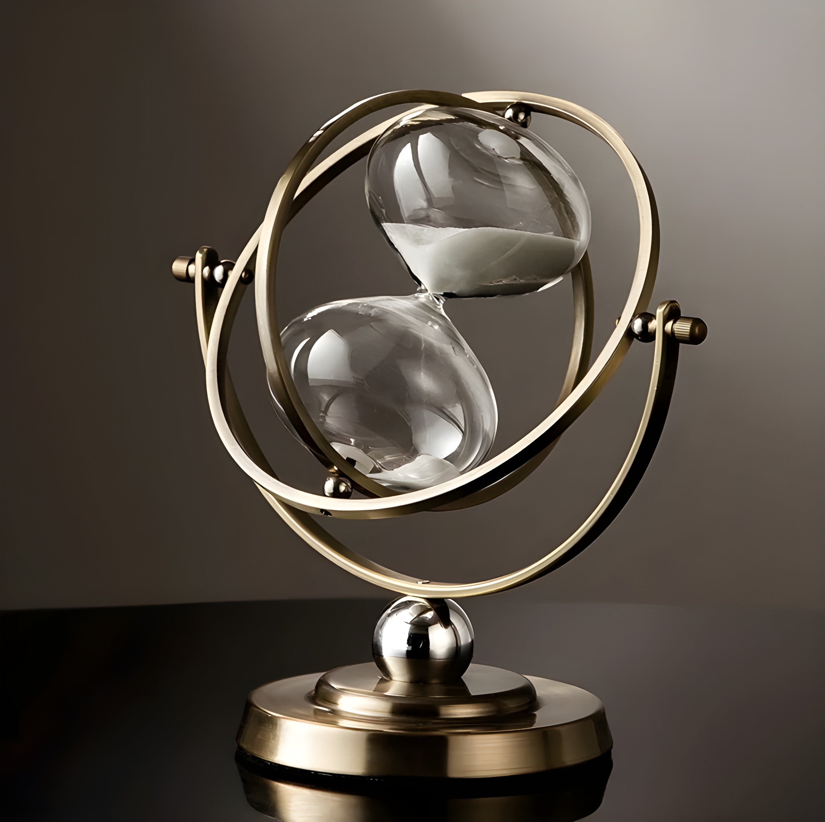 Elegant Hourglass Timer with Gold Frame & Premium Sand for Timeless Decor 0