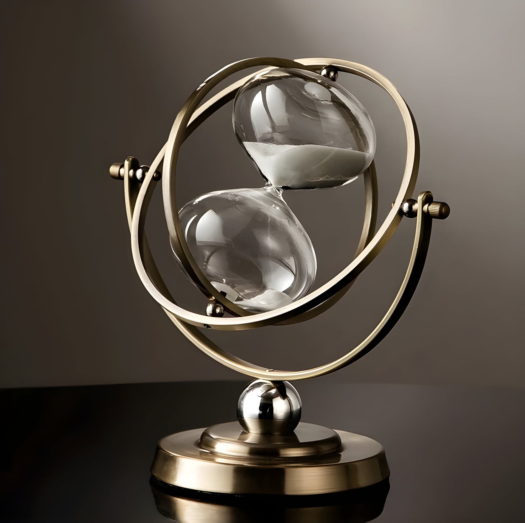 Elegant Hourglass Timer with Gold Frame & Premium Sand for Timeless Decor 0