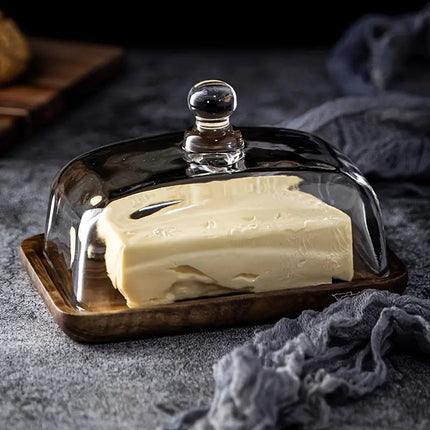 Elegant Kitchen Collection | Glass Butter Dish with Clear Lid | Stylish Storage for Fresh Butter and Cheese 0