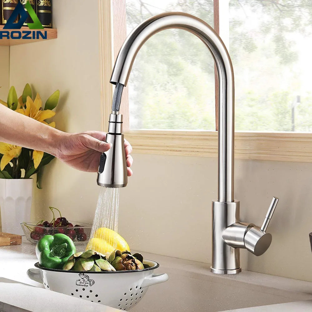 Elegant Kitchen Faucet with Flexible Spout & Retractable Spray for Effortless Water Management 1