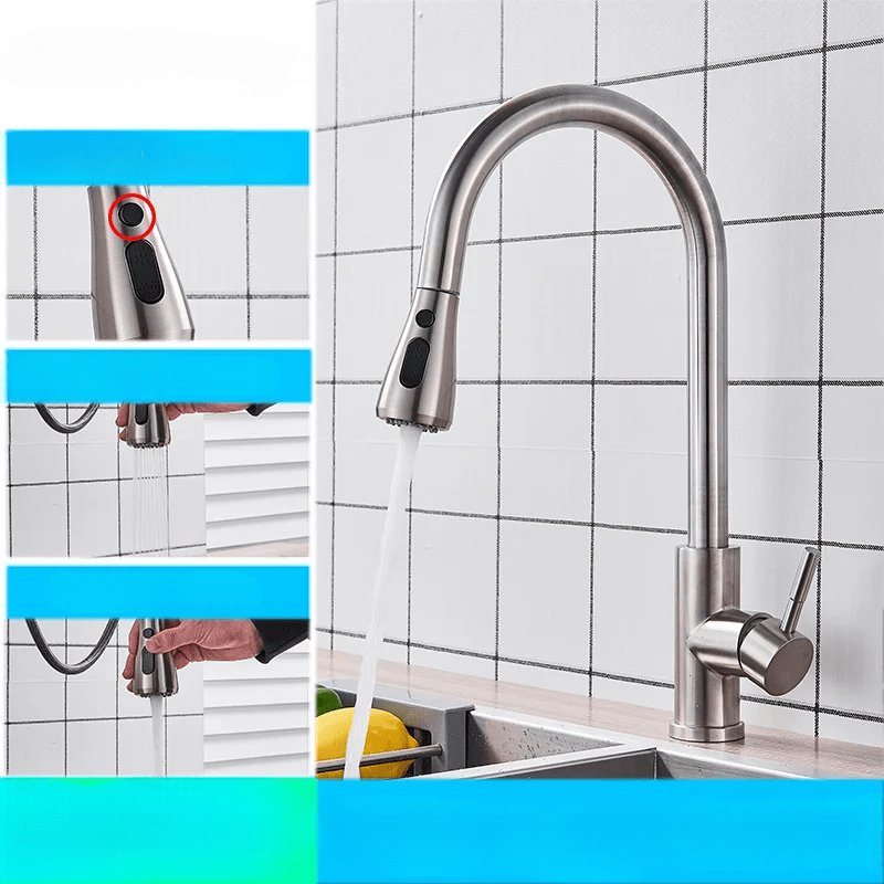 Elegant Kitchen Faucet with Flexible Spout & Retractable Spray for Effortless Water Management 7