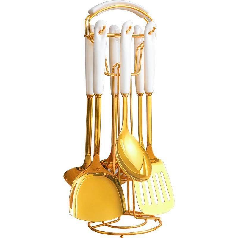 Elegant Kitchen Utensil Set | 6-Piece Cooking Tools with Ergonomic Ceramic Handles | Stylish Organization for Modern Kitchens 8