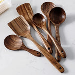Elegant Kitchen Utensil Set | 7-Piece Teak Wood Collection for Versatile Cooking 0