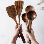 Elegant Kitchen Utensil Set | 7-Piece Teak Wood Collection for Versatile Cooking 1