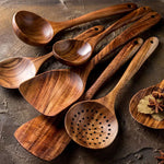 Elegant Kitchen Utensil Set | 7-Piece Teak Wood Collection for Versatile Cooking 3
