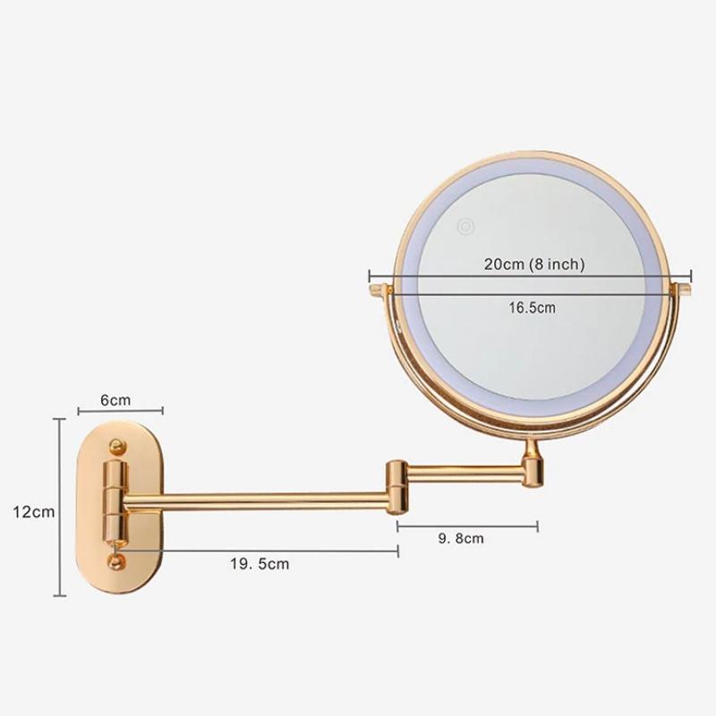 Elegant LED Makeup Mirror with 10X Magnification & Adjustable Lighting | Wall-Mounted Design for Flawless Grooming 7