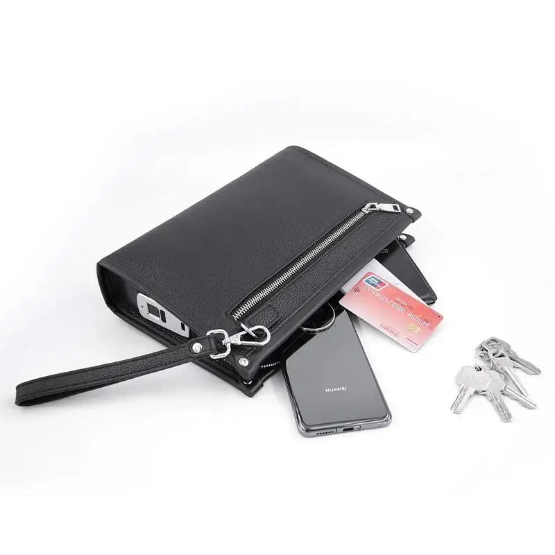 Elegant Leather Business Clutch with Fingerprint Lock | Durable Design for Secure Storage 4