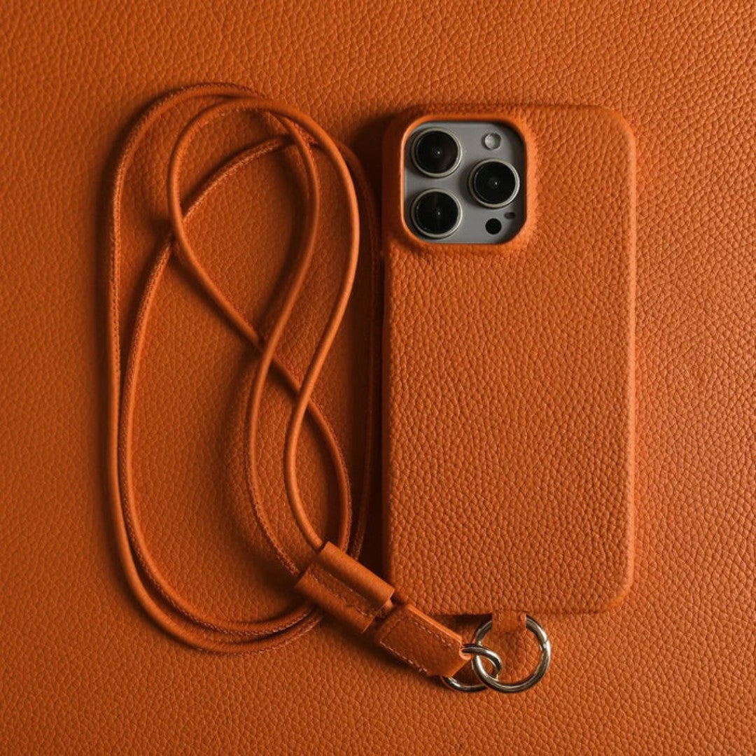 Elegant Leather Phone Case with Crossbody Strap for Stylish Convenience 0