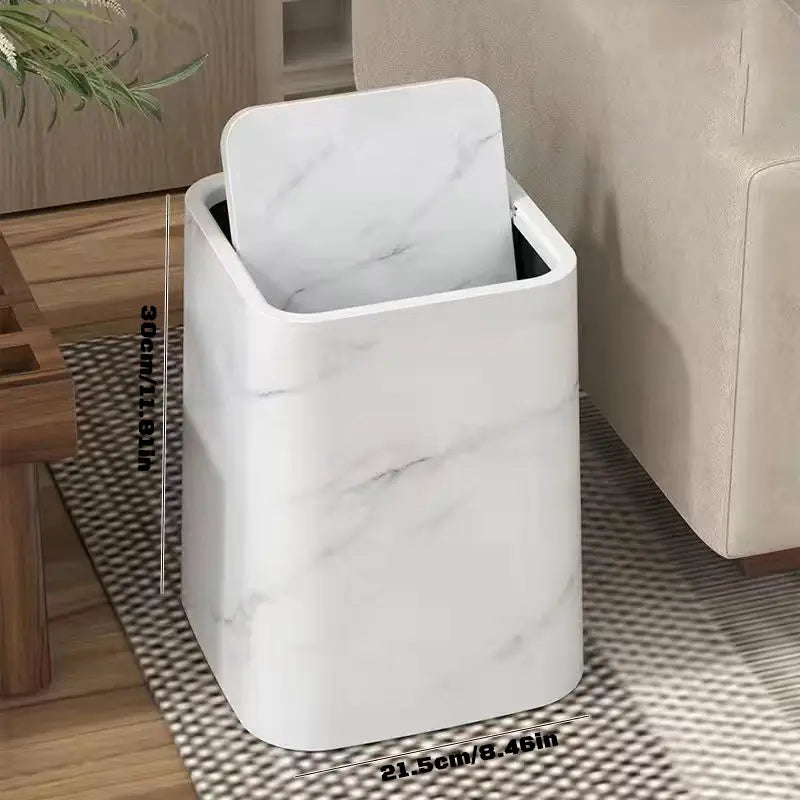Elegant Marble Kitchen Trash Can with 360° Swing Lid for Stylish Waste Disposal 7