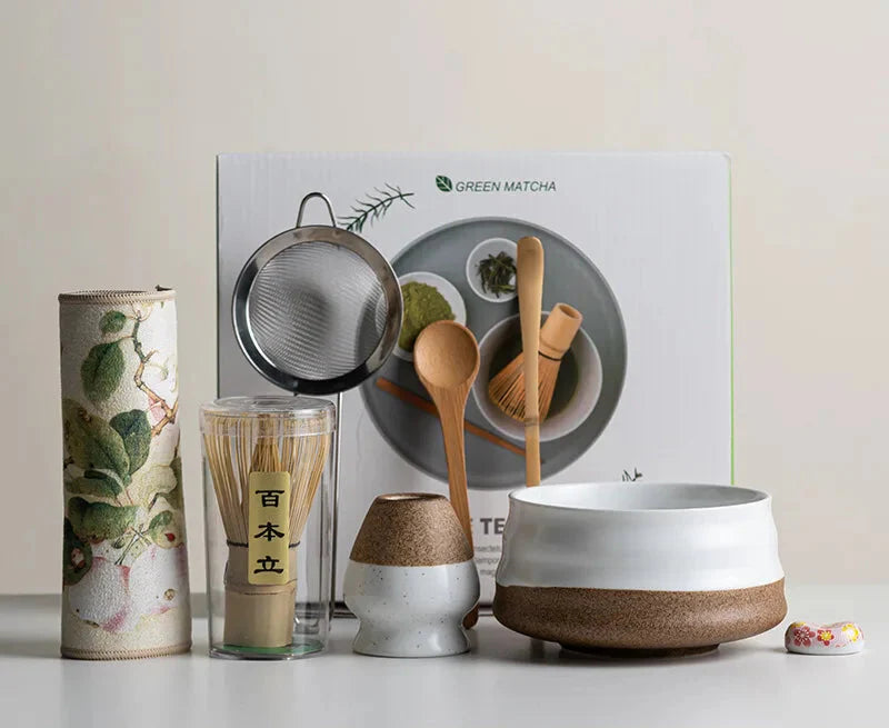 Elegant Matcha Set | 8-Piece Ceramic Tea Kit with Bamboo Whisk for Authentic Preparation 0