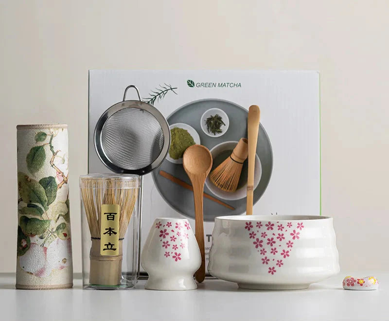 Elegant Matcha Set | 8-Piece Ceramic Tea Kit with Bamboo Whisk for Authentic Preparation 6