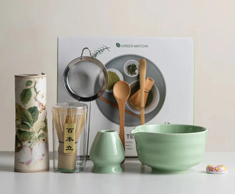 Elegant Matcha Set | 8-Piece Ceramic Tea Kit with Bamboo Whisk for Authentic Preparation 9
