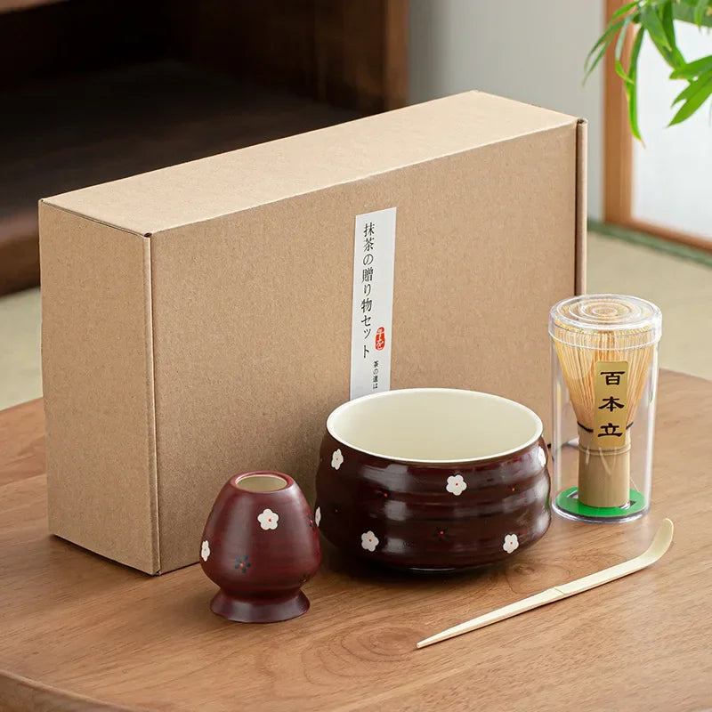 Elegant Matcha Teaware Set with Cherry Blossom Design for Authentic Brewing 0