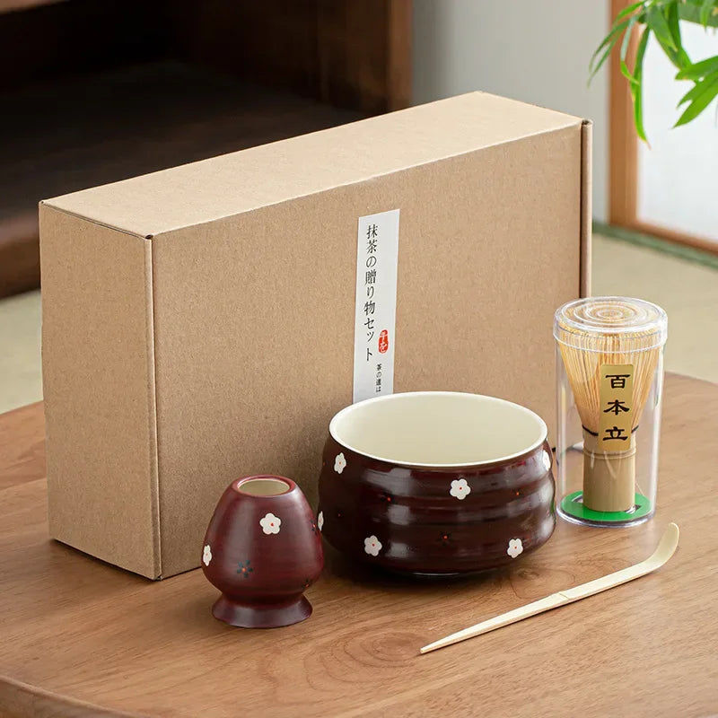 Elegant Matcha Teaware Set with Cherry Blossom Design for Authentic Brewing 0