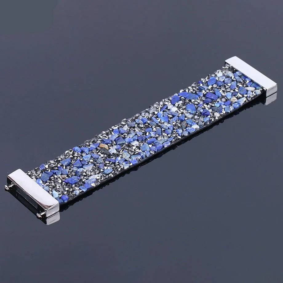 Elegant Natural Stone Crystal Bracelet with Adjustable Leather Strap for Versatile Style 5