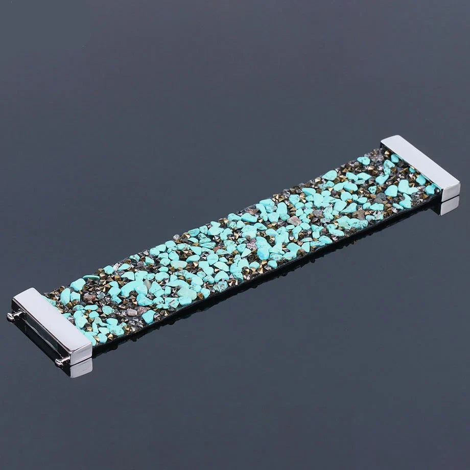 Elegant Natural Stone Crystal Bracelet with Adjustable Leather Strap for Versatile Style 6