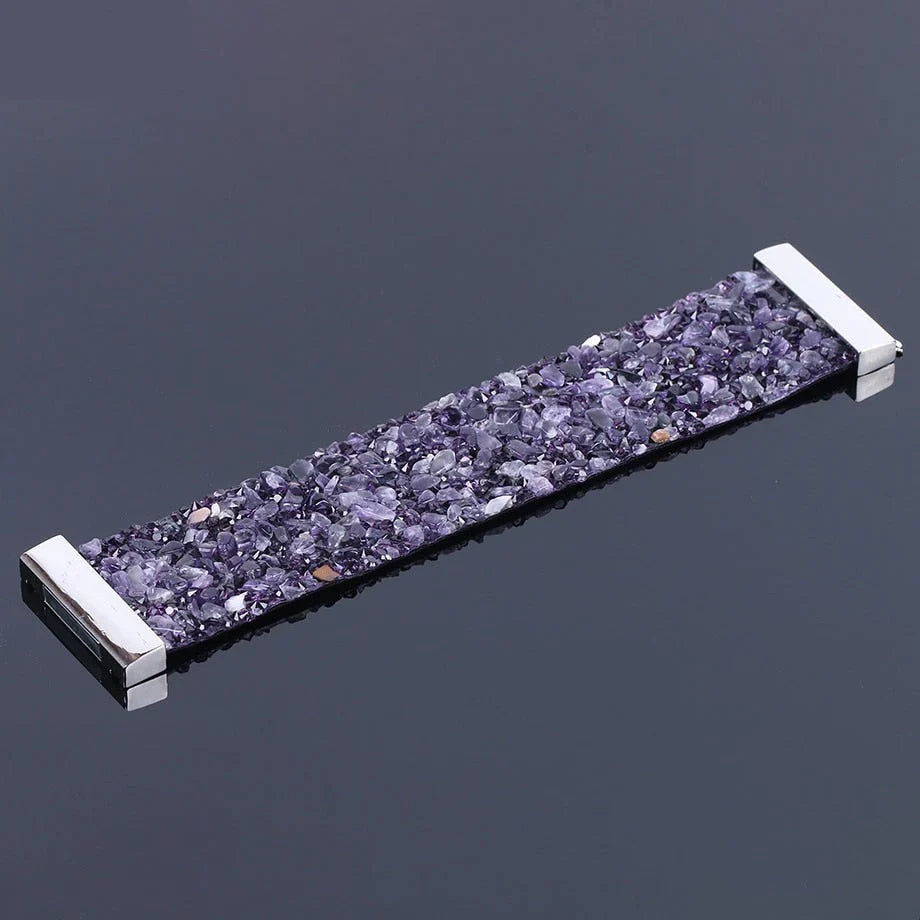 Elegant Natural Stone Crystal Bracelet with Adjustable Leather Strap for Versatile Style 8