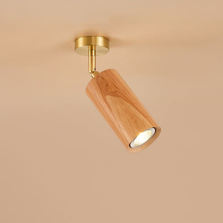 Elegant Walnut Wood Spotlight | Modern Semi-Recessed Ceiling Light with Adjustable LED 0