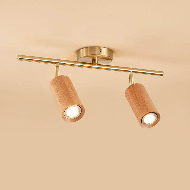 Elegant Walnut Wood Spotlight | Modern Semi-Recessed Ceiling Light with Adjustable LED 10
