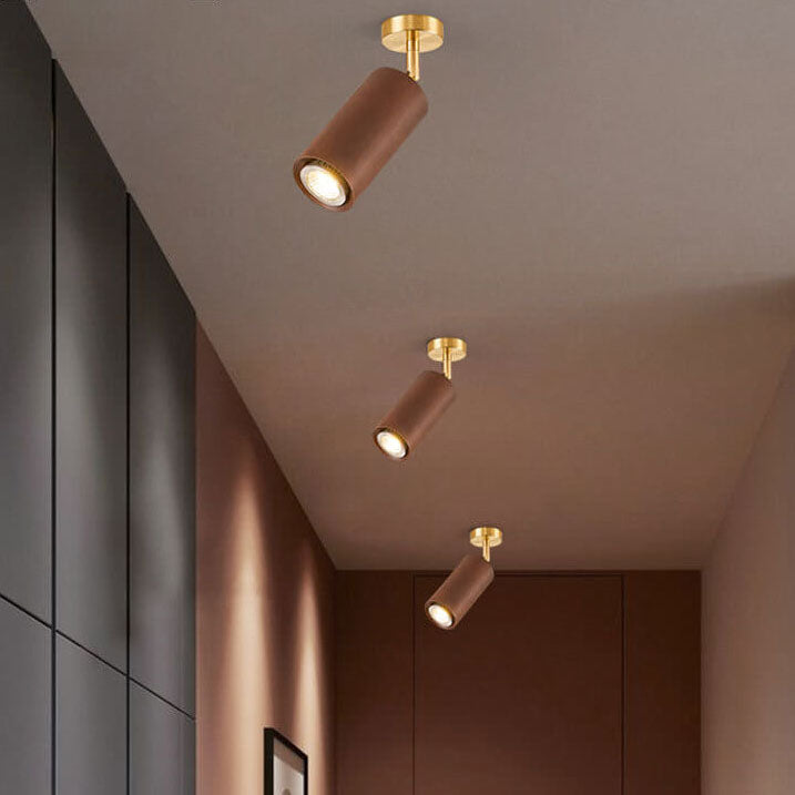 Elegant Walnut Wood Spotlight | Modern Semi-Recessed Ceiling Light with Adjustable LED 11