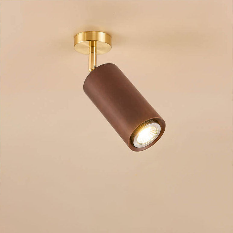 Elegant Walnut Wood Spotlight | Modern Semi-Recessed Ceiling Light with Adjustable LED 12