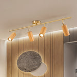 Elegant Walnut Wood Spotlight | Modern Semi-Recessed Ceiling Light with Adjustable LED 14