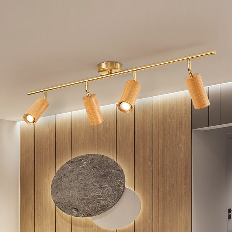 Elegant Walnut Wood Spotlight | Modern Semi-Recessed Ceiling Light with Adjustable LED 14