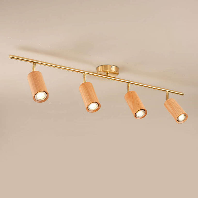 Elegant Walnut Wood Spotlight | Modern Semi-Recessed Ceiling Light with Adjustable LED 15