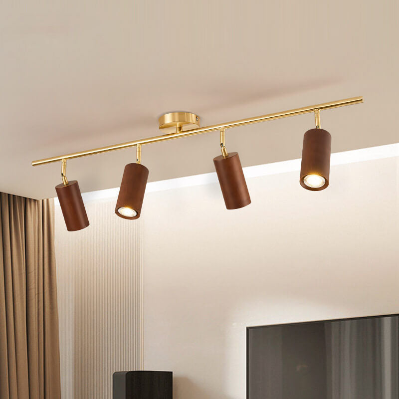 Elegant Walnut Wood Spotlight | Modern Semi-Recessed Ceiling Light with Adjustable LED 16