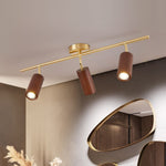 Elegant Walnut Wood Spotlight | Modern Semi-Recessed Ceiling Light with Adjustable LED 17