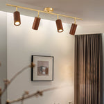 Elegant Walnut Wood Spotlight | Modern Semi-Recessed Ceiling Light with Adjustable LED 18