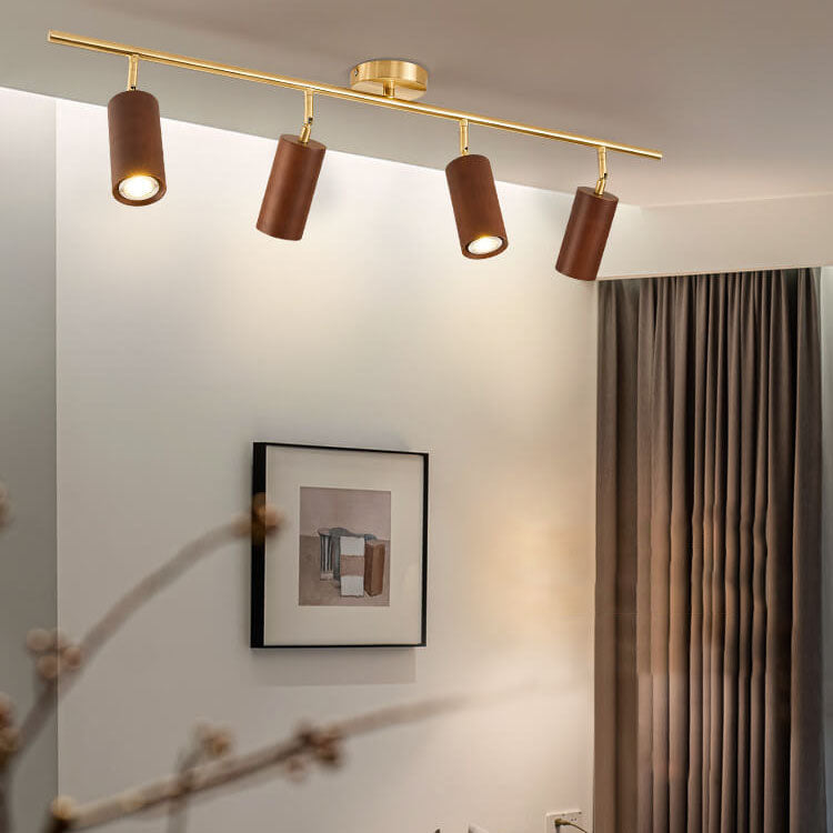 Elegant Walnut Wood Spotlight | Modern Semi-Recessed Ceiling Light with Adjustable LED 18