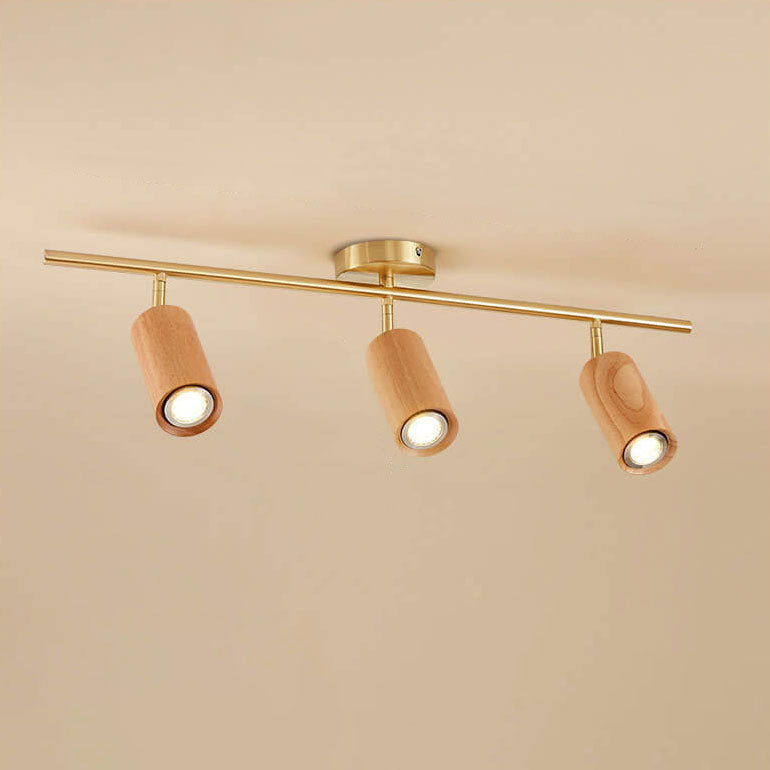Elegant Walnut Wood Spotlight | Modern Semi-Recessed Ceiling Light with Adjustable LED 4
