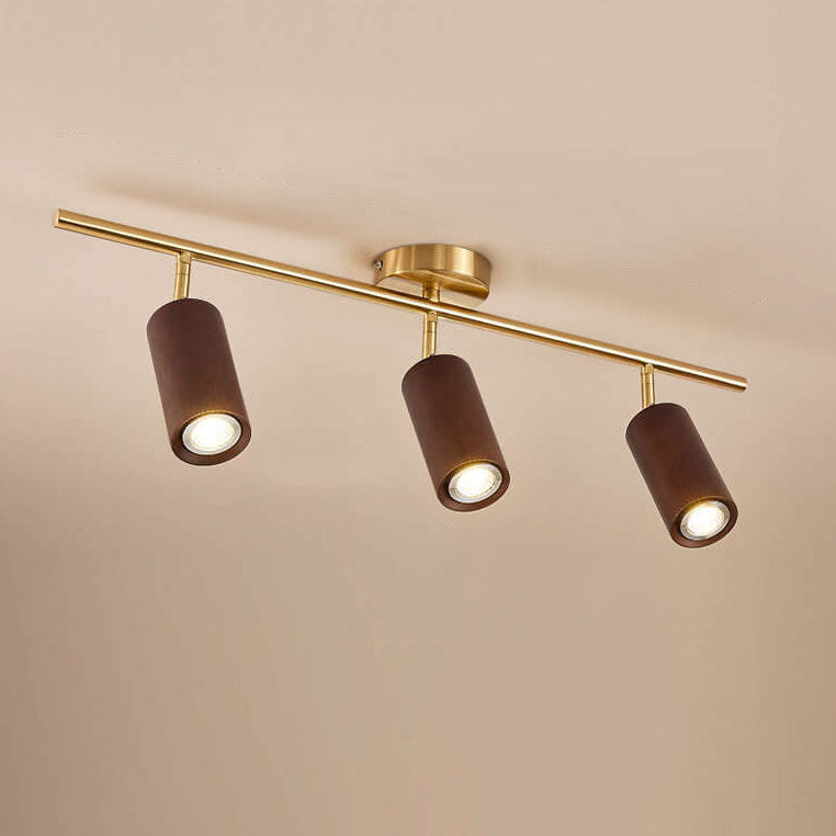 Elegant Walnut Wood Spotlight | Modern Semi-Recessed Ceiling Light with Adjustable LED 5