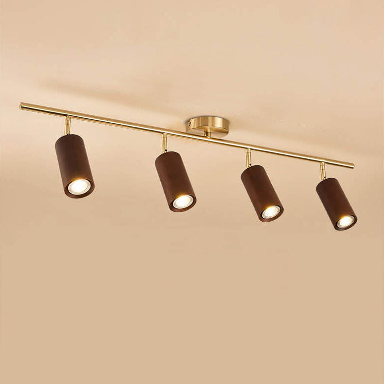 Elegant Walnut Wood Spotlight | Modern Semi-Recessed Ceiling Light with Adjustable LED 6