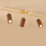 Elegant Walnut Wood Spotlight | Modern Semi-Recessed Ceiling Light with Adjustable LED 7