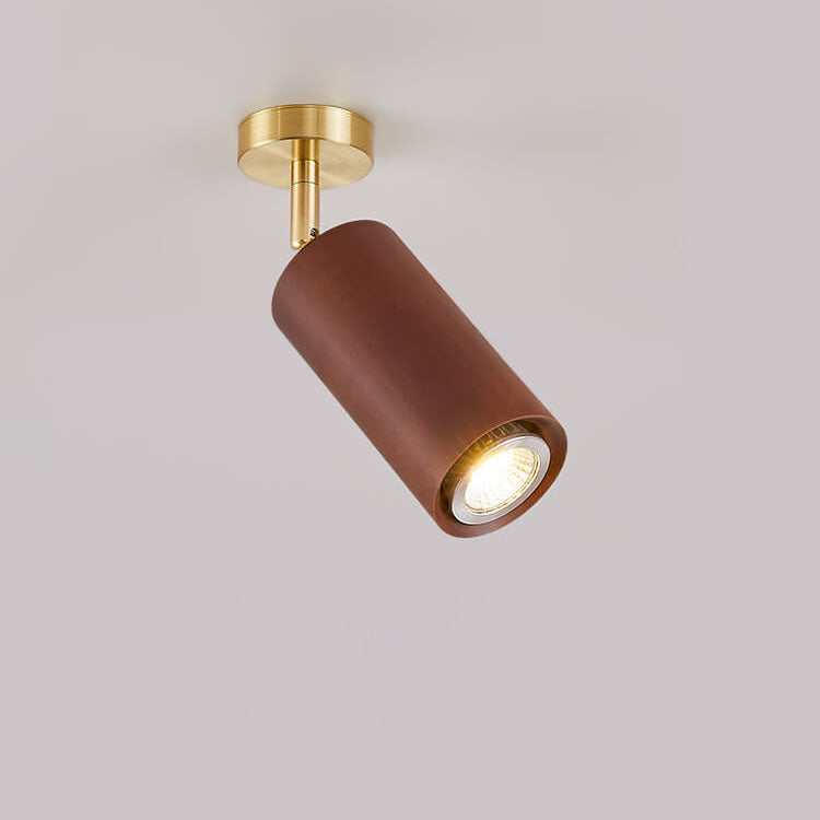 Elegant Walnut Wood Spotlight | Modern Semi-Recessed Ceiling Light with Adjustable LED 8